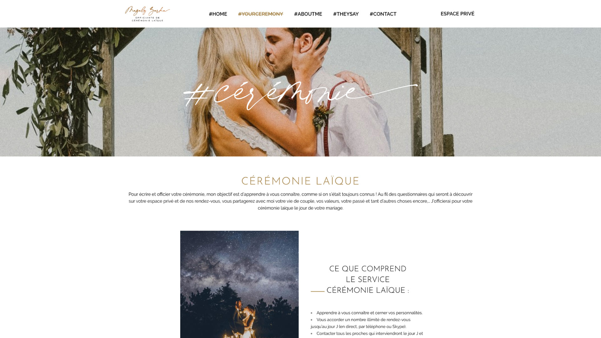 Page cérémonie du site de Magaly ZARKA