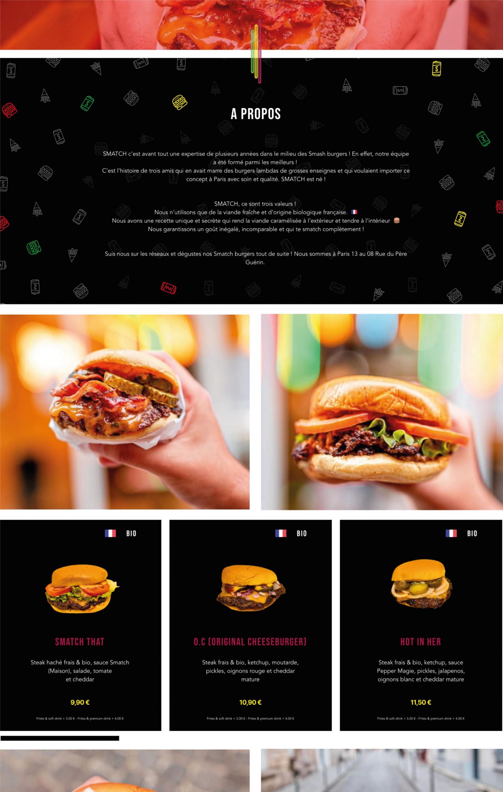 SMATCH Burger - Site réalisé par l'agence Com' Kani