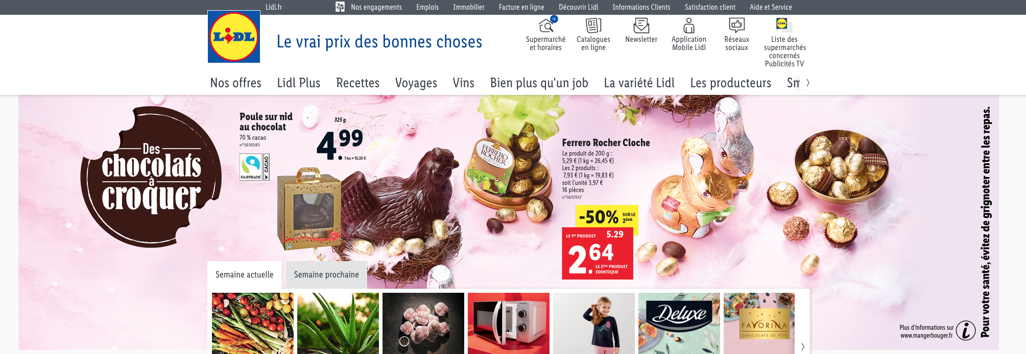 Page du site internet de Lidl qui présente ces chocolats de Pâques