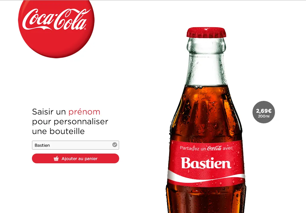 Le packaging de la bouteille Coca Cola personnalisée 