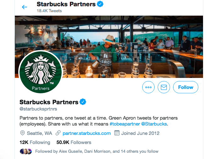 Starbucks Partners sur Twitter utilise l'outil EGC